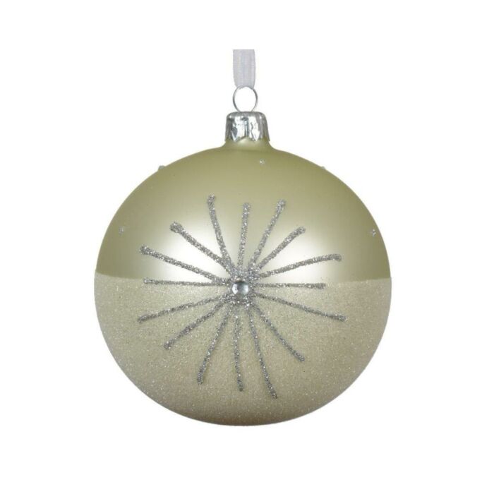 Kerstbal glas glitter wit mint Ø 10 cm - Decoris