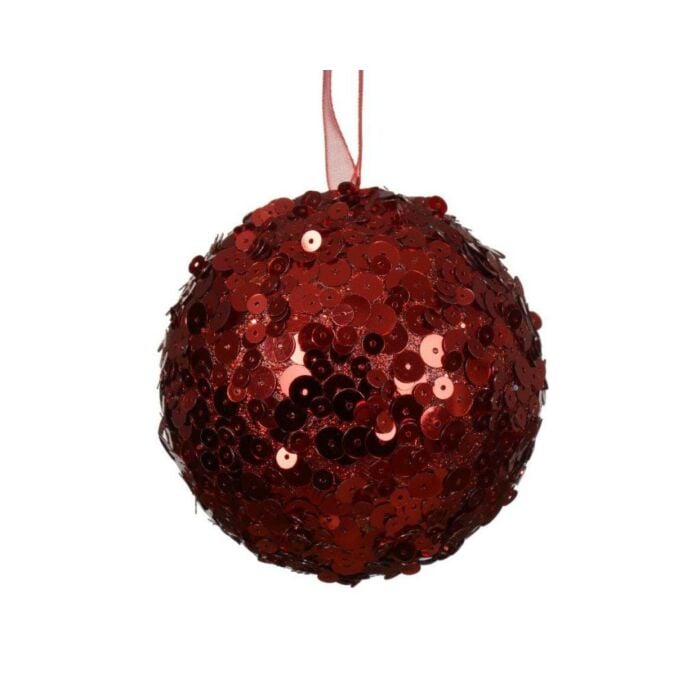 Kerstbal foam pailletten kerstrood Ø 8 cm - Decoris