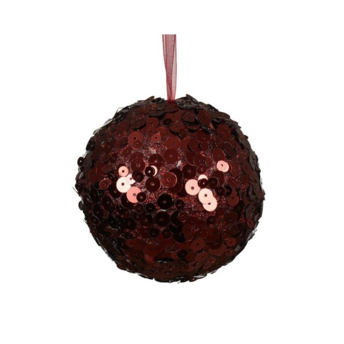 Kerstbal foam pailletten donkerrood Ø 8 cm - Decoris