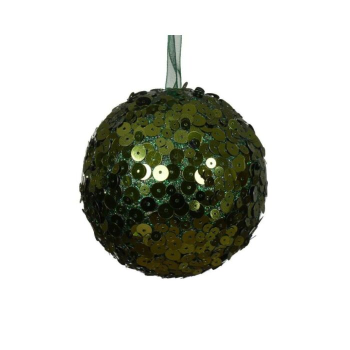 Kerstbal foam pailletten dennengroen Ø 8 cm - Decoris