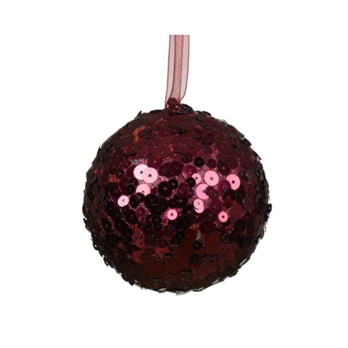 Kerstbal foam pailletten granaatappel roze Ø 8 cm - Decoris