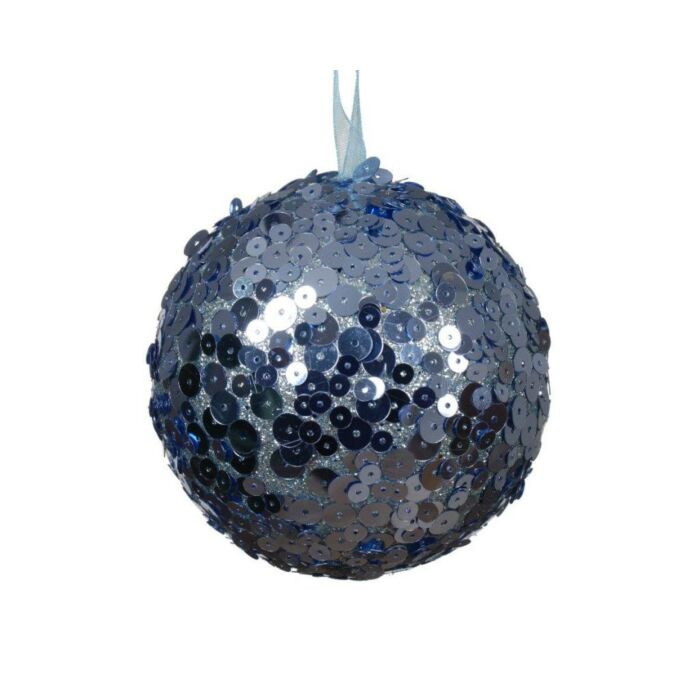 Kerstbal foam pailletten ijsblauw Ø 8 cm - Decoris