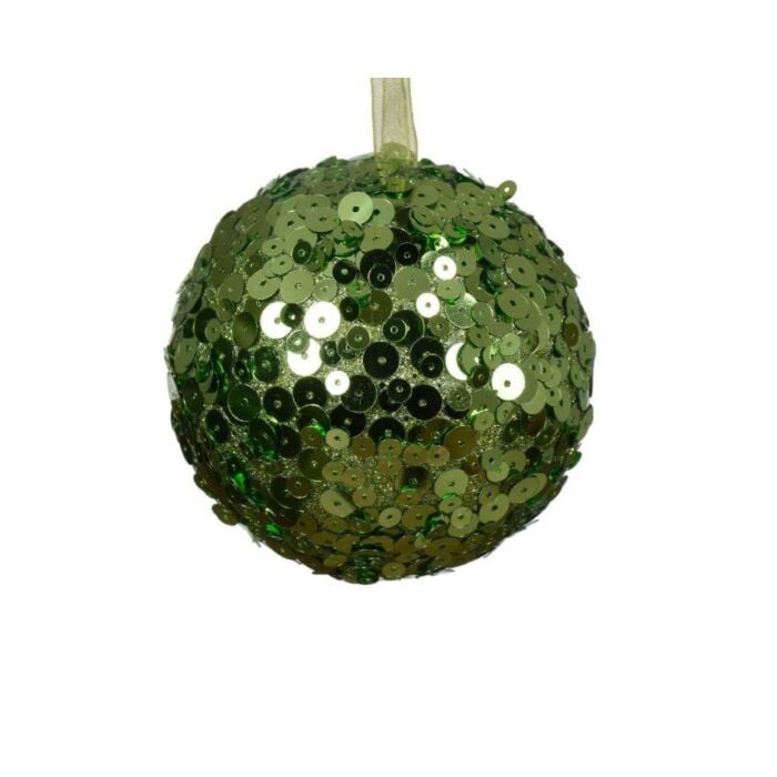 Kerstbal foam pailletten groene thee Ø 8 cm - Decoris