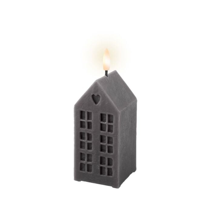 LED kaars wax huisje grijs 14,8 cm - Decoris