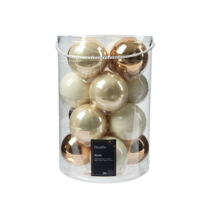 Kerstballen glas parel Ø 8 cm set van 16 - Decoris