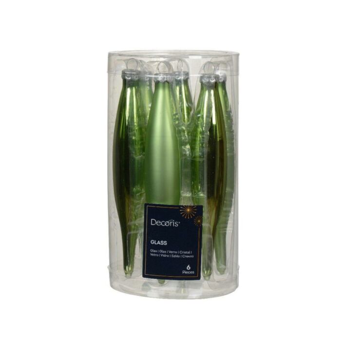 Ijspegel glas enamel groene thee Ø 3 cm set van 6 - Decoris
