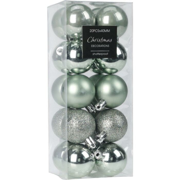 Kerstbal morning frost groen Ø 4 cm set van 20 Kerstbal morning frost groen Ø 4 cm set van 20