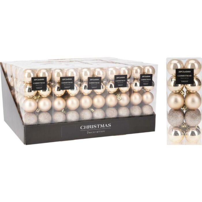 Kerstbal creme Ø 4 cm set van 20 Kerstbal creme Ø 4 cm set van 20