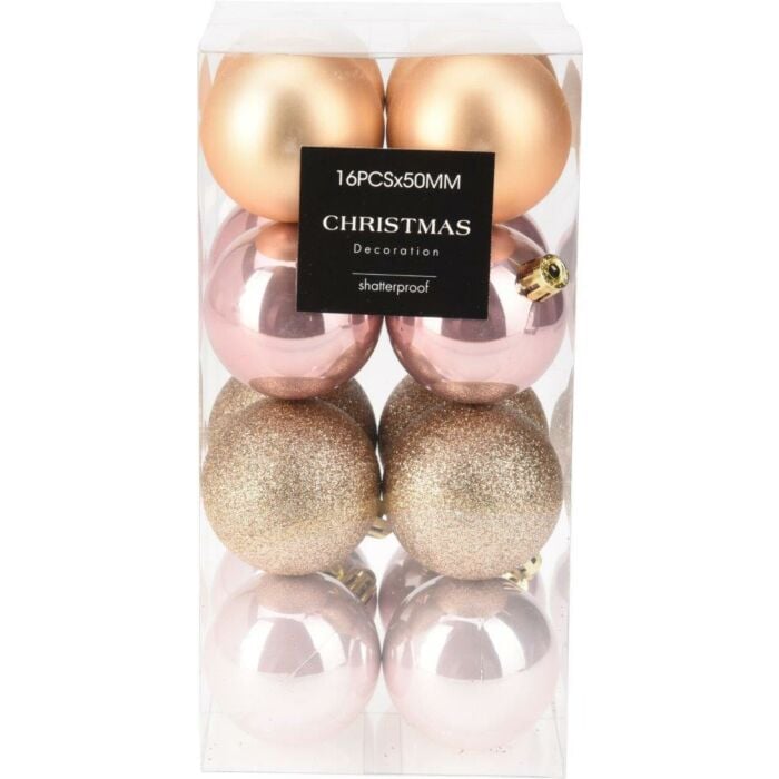 Kerstbal roze Ø 5 cm set van 16 Kerstbal roze Ø 5 cm set van 16