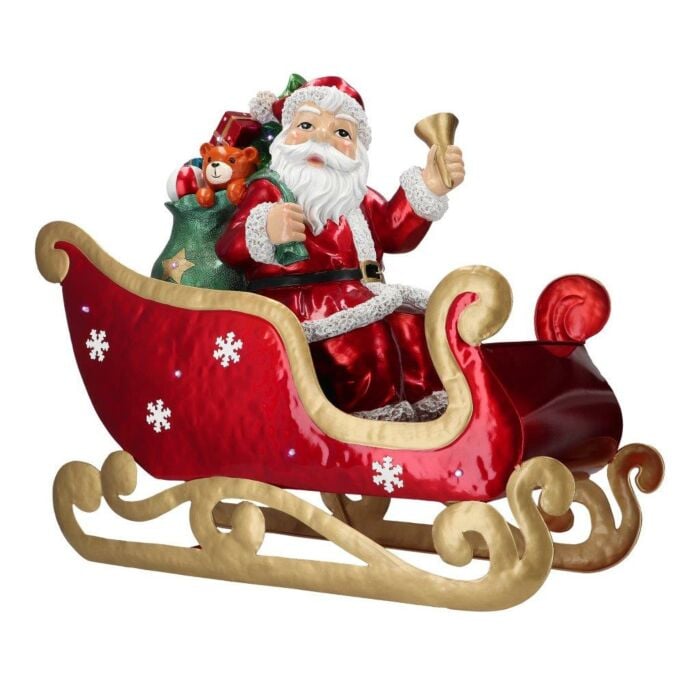 Kerstman in slee met cadeaus 64 cm Kerstman in slee met cadeaus 64 cm