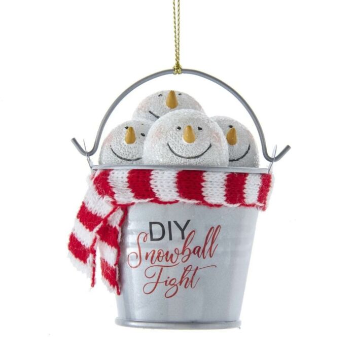 Snowball In Metal Pail Ornament - Kurt Adler