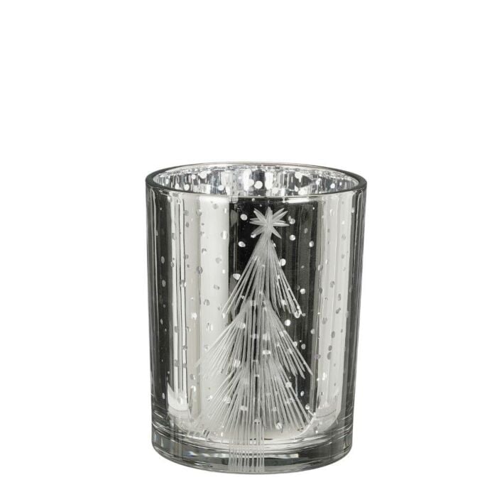 Theelicht houder kerstboom zilver Ø 10 cm - House of Seasons
