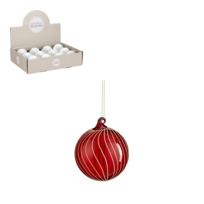 Kerstbal glas rood Ø 8 cm - House of Seasons