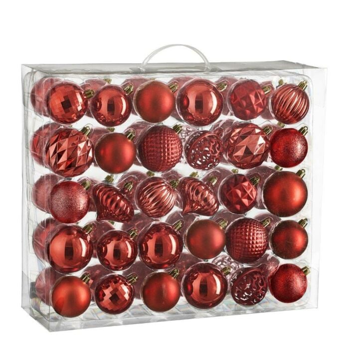 Kerstbal onbreekbaar rood Ø 7 cm set van 60 - House of Seasons Kerstbal onbreekbaar rood Ø 7 cm set van 60 - House of Seasons