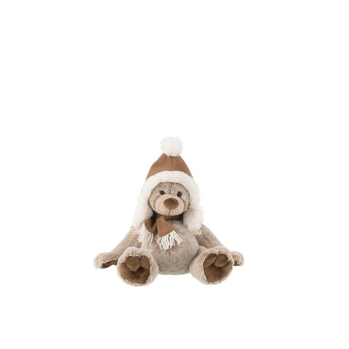 Beer met kerstmuts pluche bruin 30 cm Beer met kerstmuts pluche bruin 30 cm