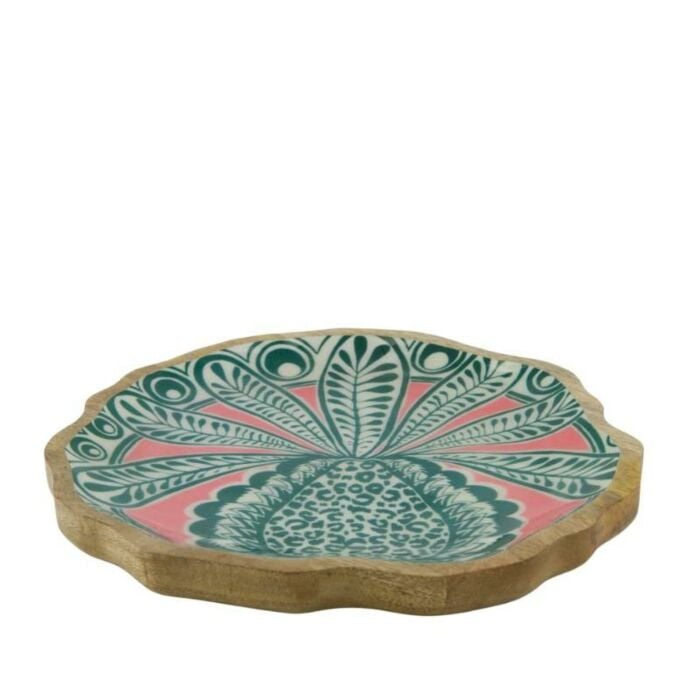 Bord met print mango hout Bord met print mango hout