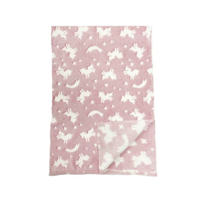 Plaid Unicorn glow in the dark roze L 100 cm