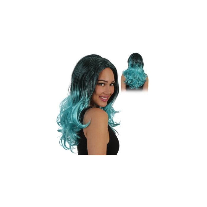Pruik Luna Zwart/Turquoise Pruik Luna Zwart/Turquoise