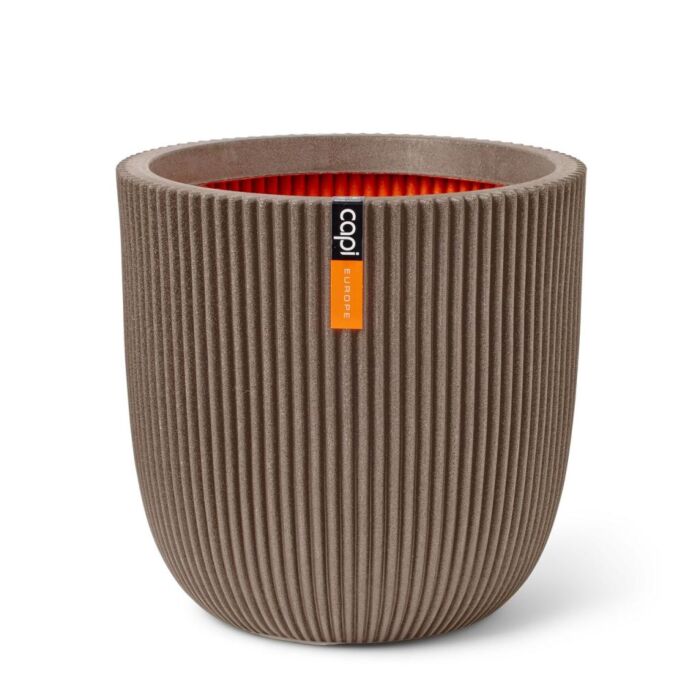 Bloempot Planter bol groove warm taupe Ø 43 cm - Capi