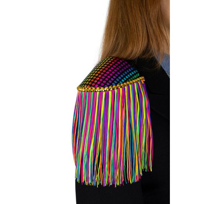 Epaulette shiny dots met neon franjes