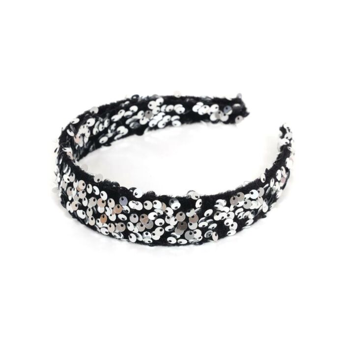 Pailletten haarband zilver