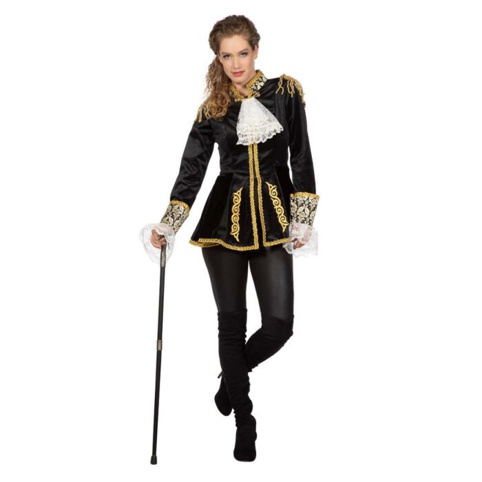 Luxe jas markiezin zwart maat 38