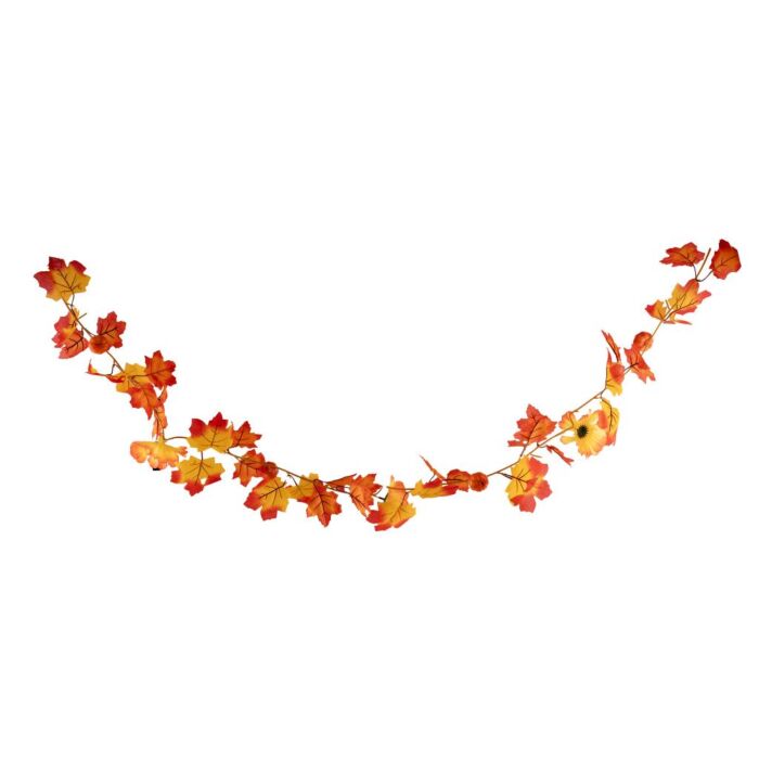Herfstslinger met bladeren en pompoenen oranje 175 cm