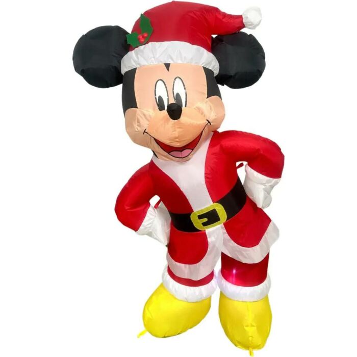 Opblaasfiguur Mickey Santa suit 125 cm - Disney