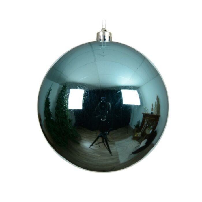 Kerstbal folk blue kunststof Ø 14 cm - Decoris