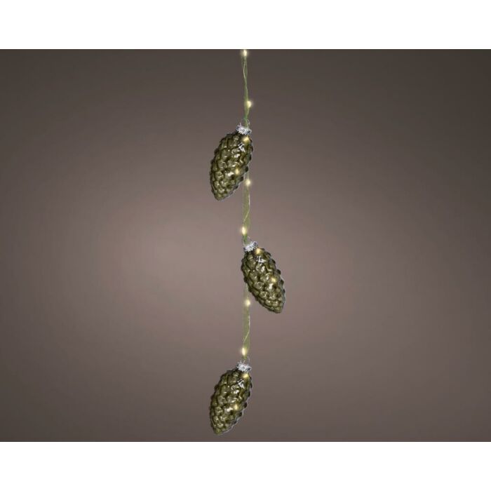 Micro LED bundel groen pine steady 15 LED warm wit 28 cm - Lumineo