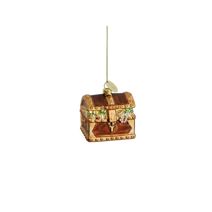 Ornament schatkist glas bruin 7 cm  - Luville 