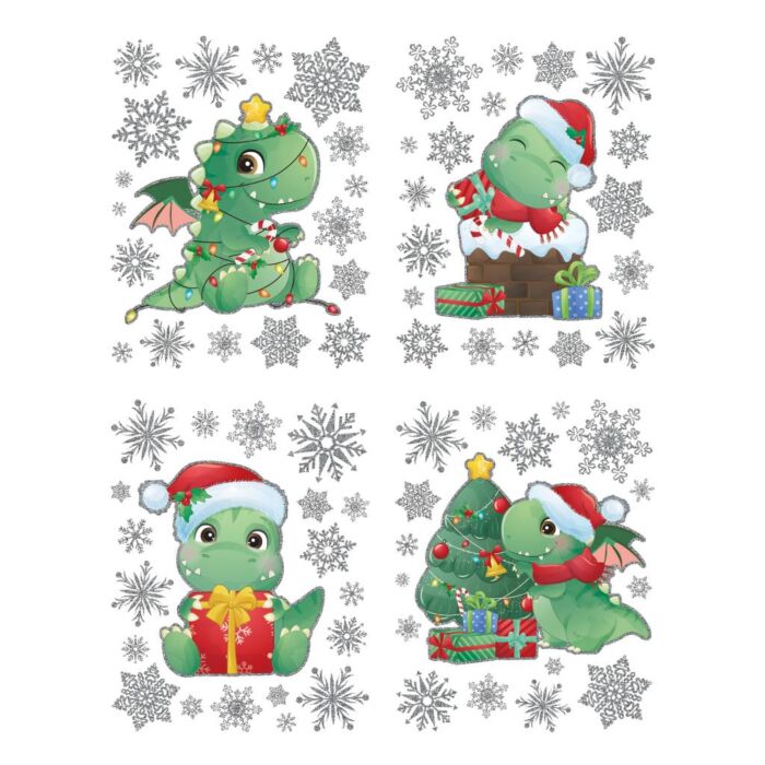 Raamdecoratie dinosaurus kerst 30 x 42 cm 4 varianten - Anna’s Collection Raamdecoratie dinosaurus kerst 30 x 42 cm 4 varianten - Anna’s Collection