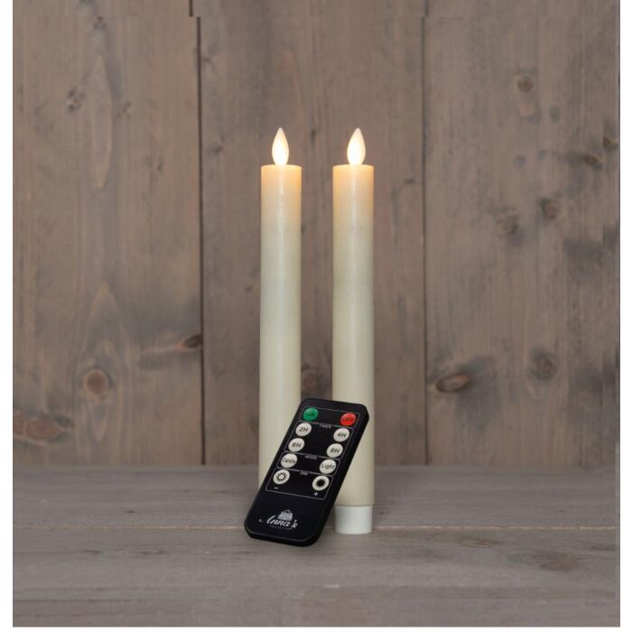Dinerkaars rustiek wax LED oplaadbaar ivoor 23 cm set van 2 - Anna's Collection Dinerkaars rustiek wax LED oplaadbaar ivoor 23 cm set van 2 - Anna's Collection