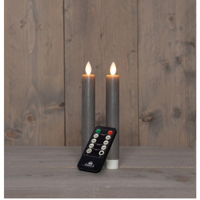 Dinerkaars rustiek wax LED oplaadbaar taupe 18 cm set van 2 - Anna's Collection Dinerkaars rustiek wax LED oplaadbaar taupe 18 cm set van 2 - Anna's Collection