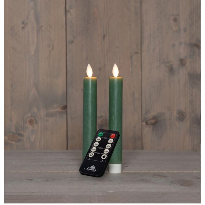 Dinerkaars rustiek wax LED oplaadbaar jade groen 18 cm set van 2 - Anna's Collection Dinerkaars rustiek wax LED oplaadbaar jade groen 18 cm set van 2 - Anna's Collection