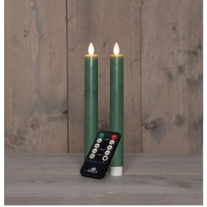 Dinerkaars rustiek wax LED oplaadbaar jade groen 23 cm set van 2 - Anna's Collection Dinerkaars rustiek wax LED oplaadbaar jade groen 23 cm set van 2 - Anna's Collection