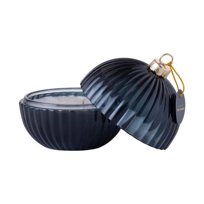 Kerstbal Geurkaars Cinnamon & Spice blauw - Ted Sparks
