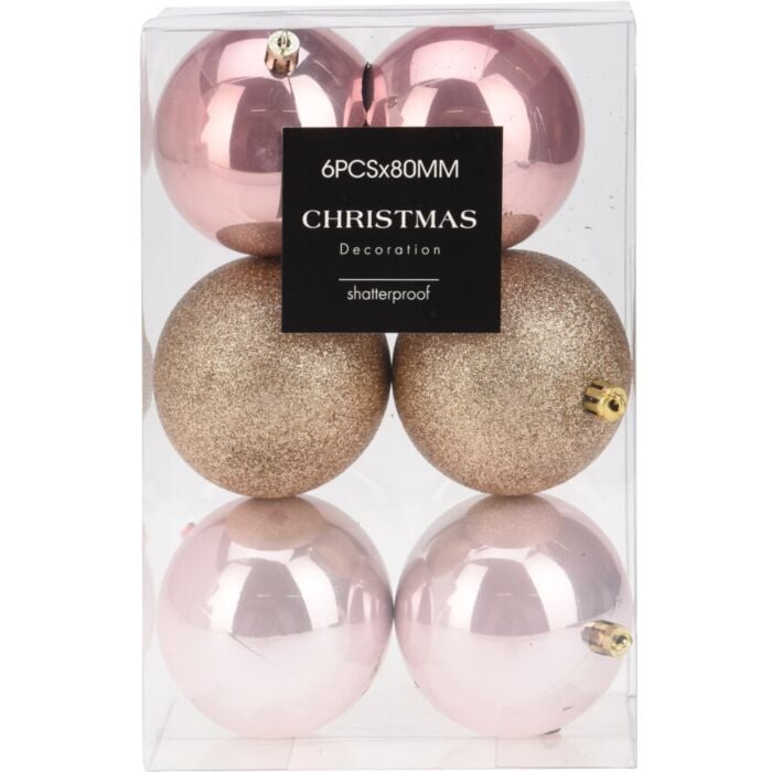 Kerstballen pretty roze Ø 8 cm set van 6 Kerstballen pretty roze Ø 8 cm set van 6
