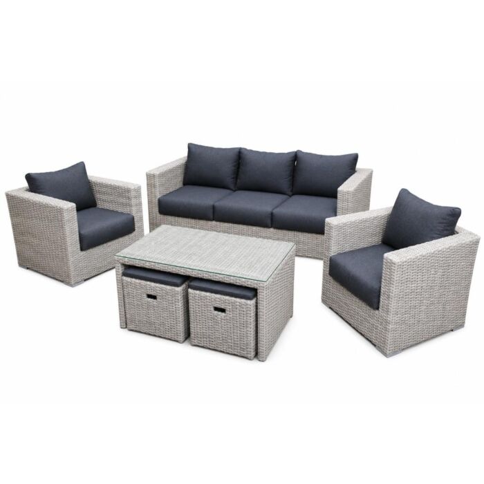 Loungeset Houston misty grey 6-delig Loungeset Houston misty grey 6-delig