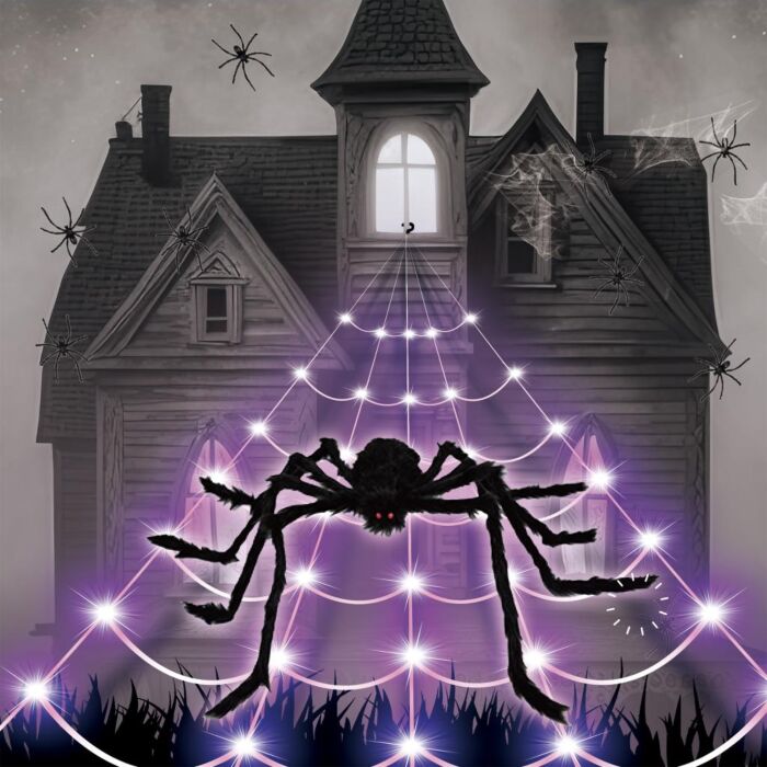 LED spinnenweb met spin 5 meter LED spinnenweb met spin 5 meter