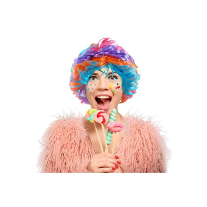 Pruik neon multi 140 g Pruik neon multi 140 g