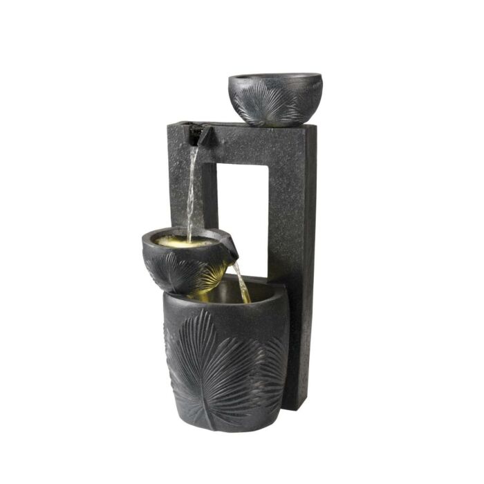 Fontein schalen polyresin 3LED grijs 80 cm - Lumineo