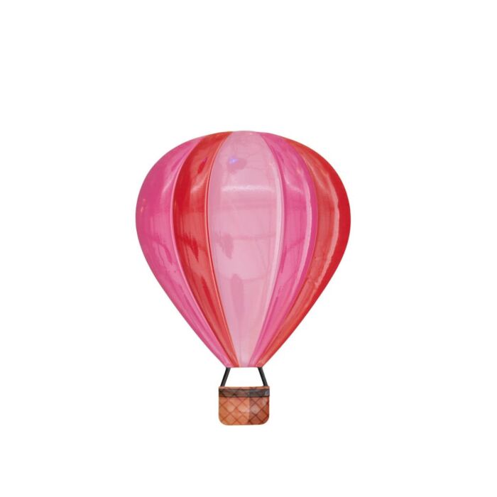 Wanddecoratie luchtballon metaal roze 38 cm