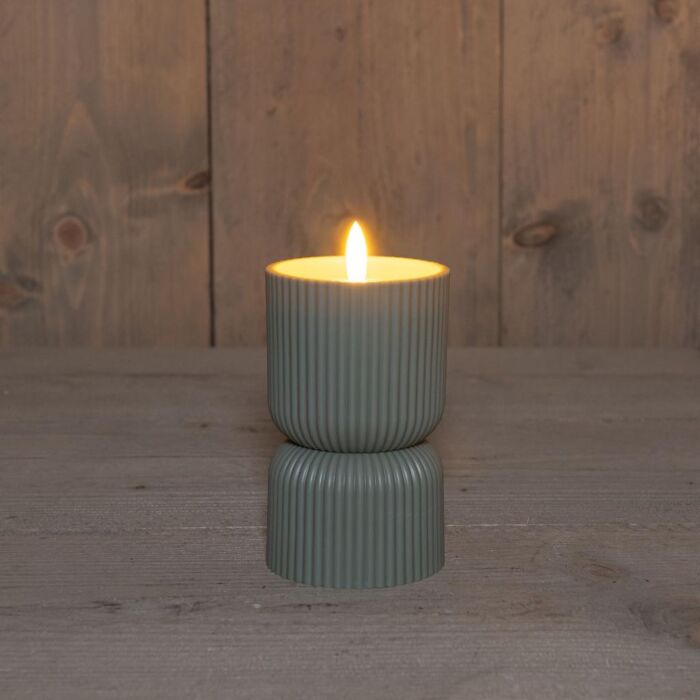 Buitenkaars 3D vlam kunststof olijf groen 15 cm Buitenkaars 3D vlam kunststof olijf groen 15 cm