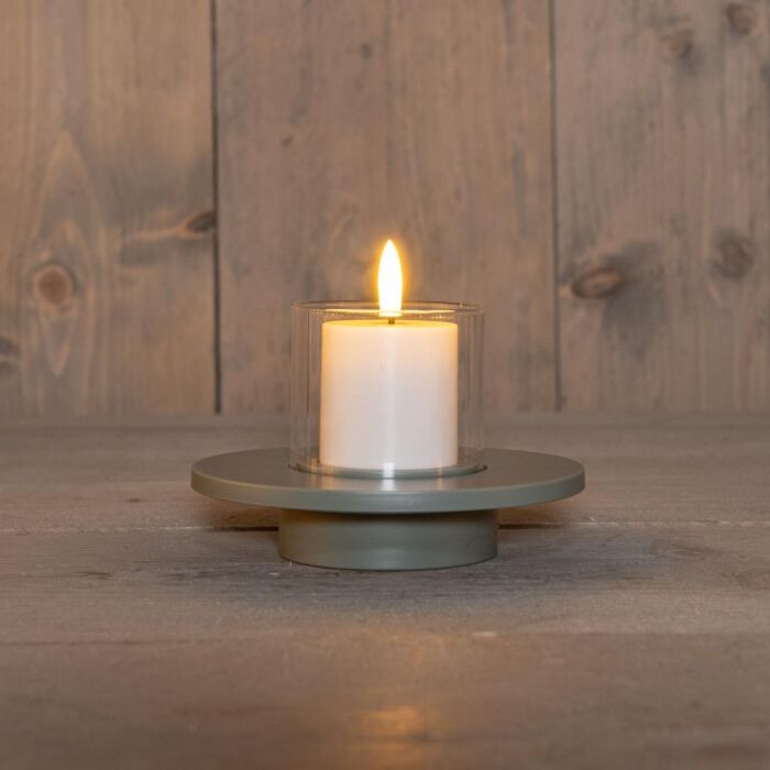 Buitenkaars 3D vlam kunststof olijf groen 14 cm Buitenkaars 3D vlam kunststof olijf groen 14 cm