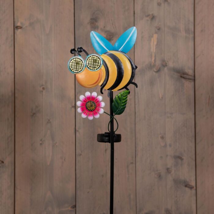 Solar tuinsteker bij met rollende ogen 75 cm