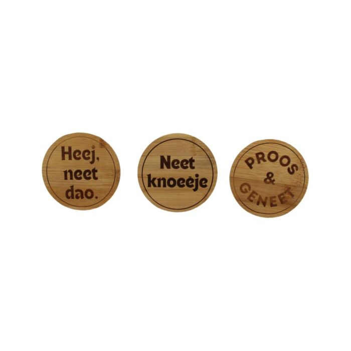 Onderzetter hout met tekst 1 stuk - StreekKado