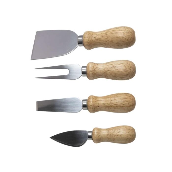Kaasmesjes hout rvs set van 4