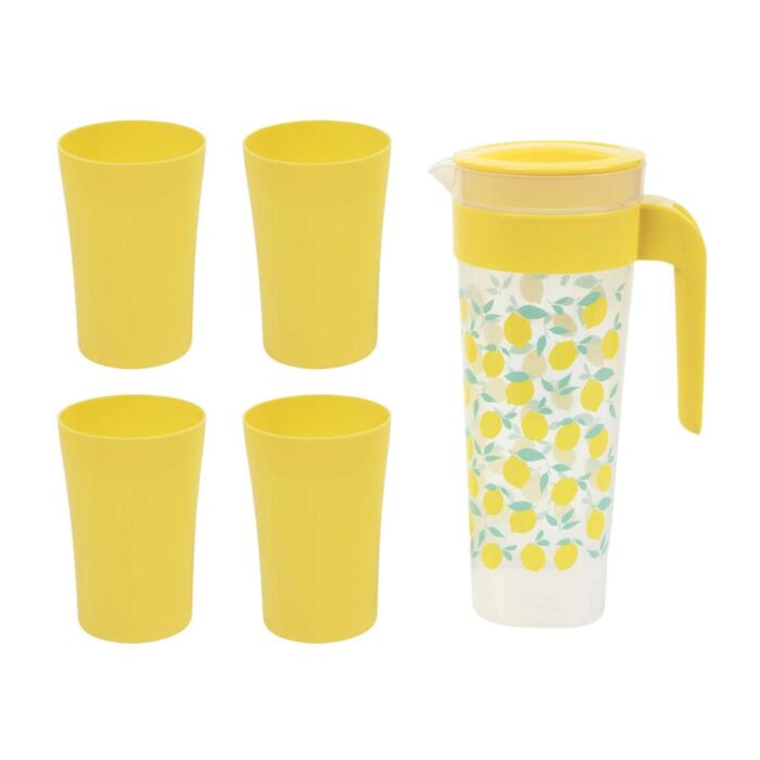 Schenkkan citroen met 4 bekers