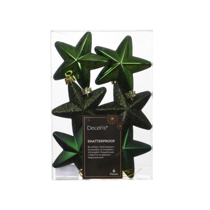 Kerststerren Dennengroen 7,5 cm Set van 6 - Decoris